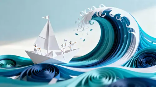 Paper Ocean: Macro Textured Quilling Waves Art