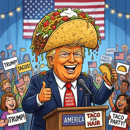 Cartoon Trump with Taco Hairstyle