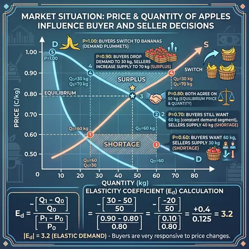 Market Situation Graph: Apple Price & Quantity Impact on Buyers and Sellers