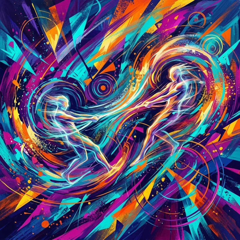 Vibrant Abstract Spirit of Competition Art