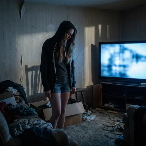 Mysterious Woman in a Dimly Lit Room