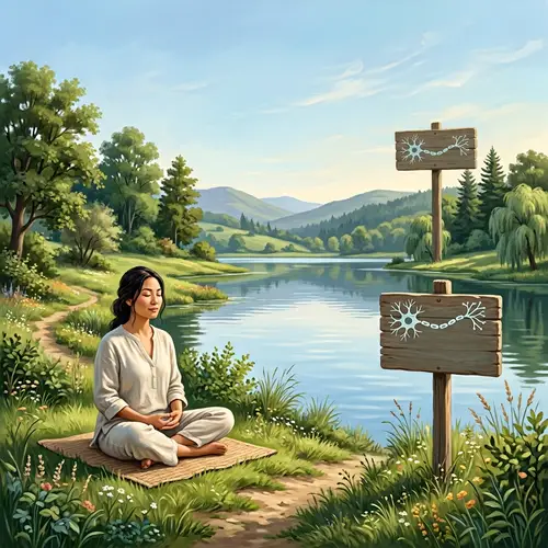 Tranquil Landscape Promoting Mental Wellbeing | Neuroscience Symbols