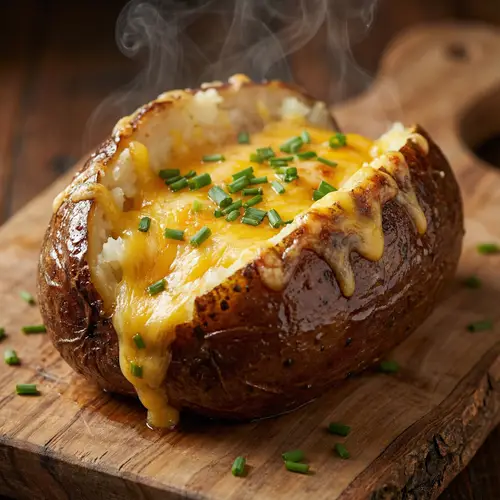 Cheese-Topped Baked Potato with Crispy Skin