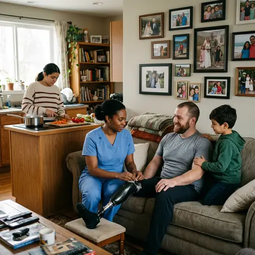 Heartwarming Family Scene: Support for Wounded Veteran