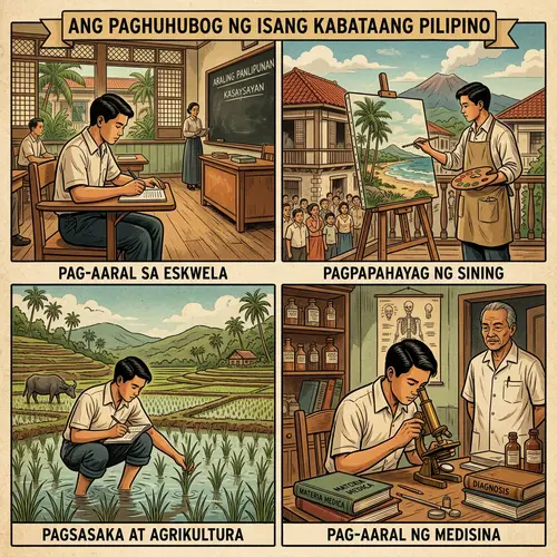 Young Filipino Student: Artist, Agriculture & Medicine in Vintage Philippines