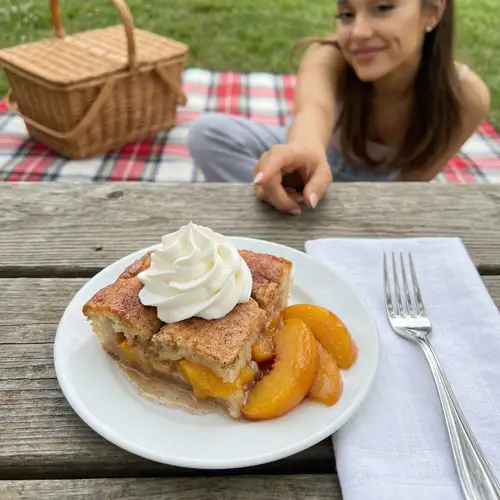 Irresistible Peach Cobbler with Whipped Cream Delight