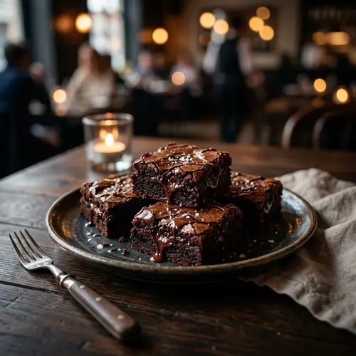 Gooey Premium Chocolate Brownies - Cinematic 8K Photo