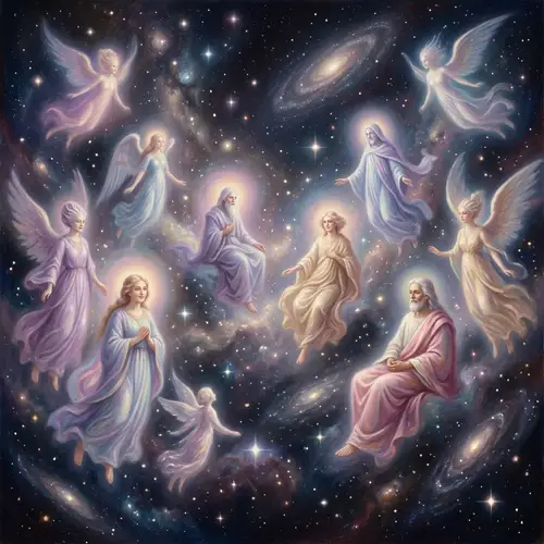 Celestial Beings in Star-Filled Universe | Ethereal Surreal Art