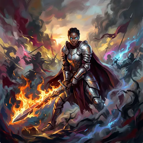 Intrepid Black Female Warrior in Silver Armor | High Fantasy Scene