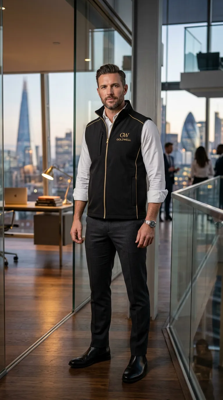 Elegant Matte Black Corporate Vest for Men