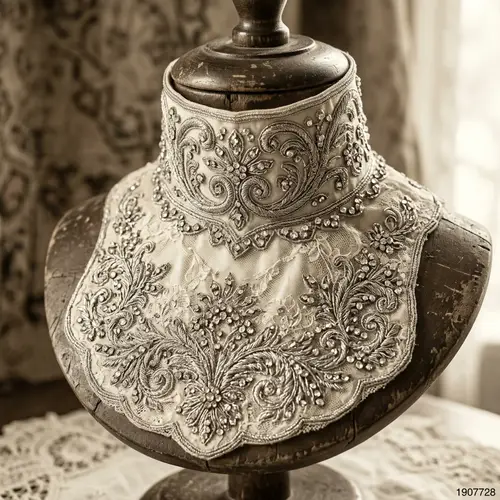 Silver Thread Crystal Embroidered Neck Collar