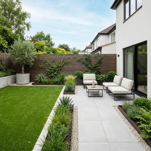 Minimalist Patio Design Ideas with Grass and Plants