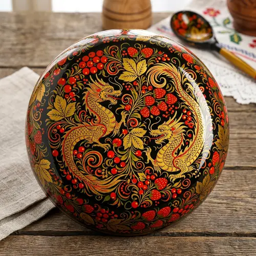 Golden Dragon Khokhloma Pattern: Russian Folk Art Redefined