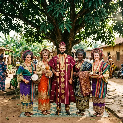 Yoruba Cultural Diversity: Man & Four Women in Traditional Attires