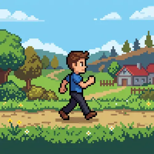 Pixel Art of a Walking Character
