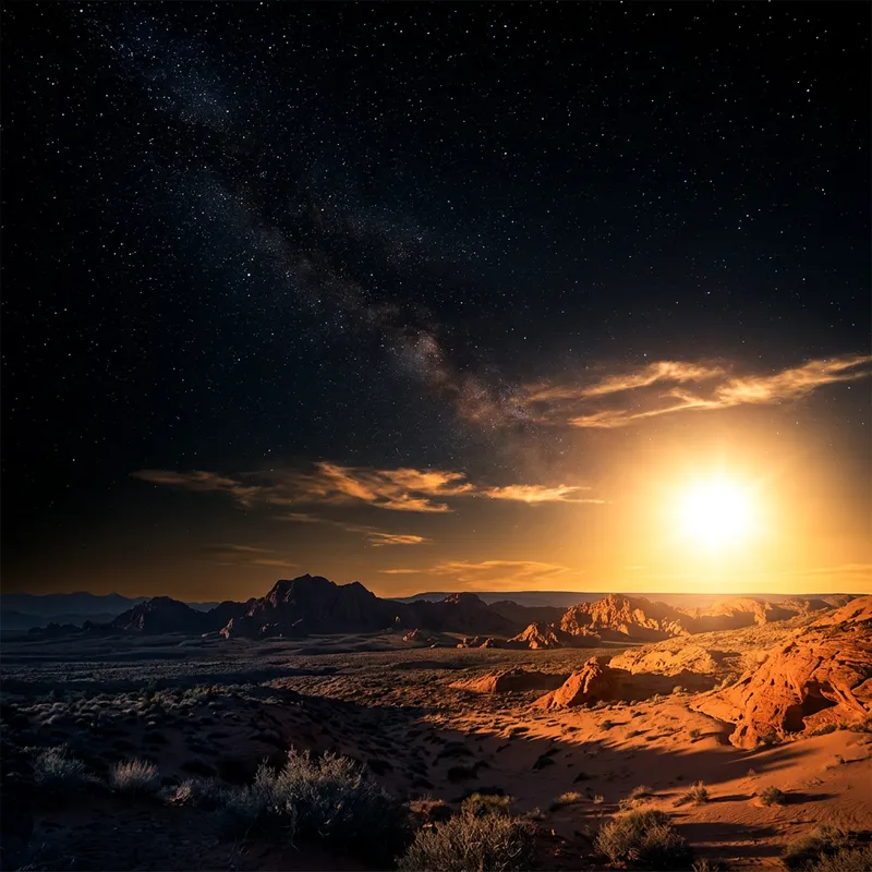 Dark Night Sky with Radiant Sun | Ethereal Art Scene