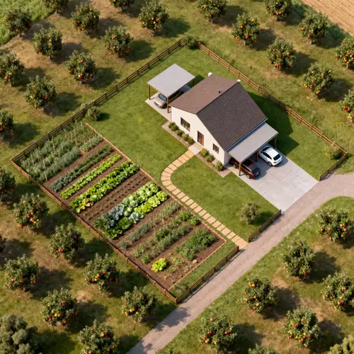 30m x 30m Farm Layout with House & Garden
