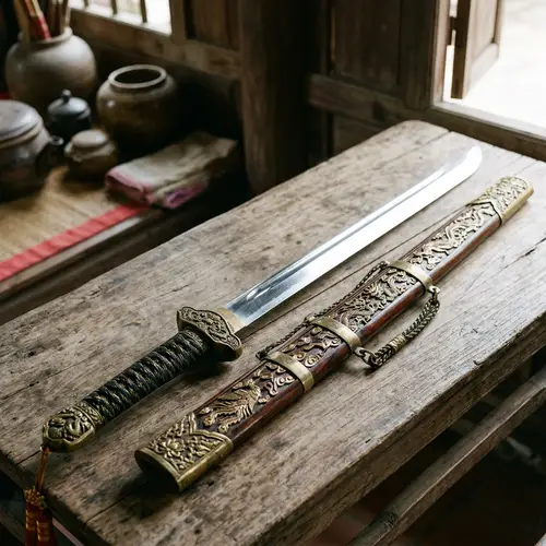 Traditional Vietnamese Gươm Sword with Silk-Wrapped Hilt