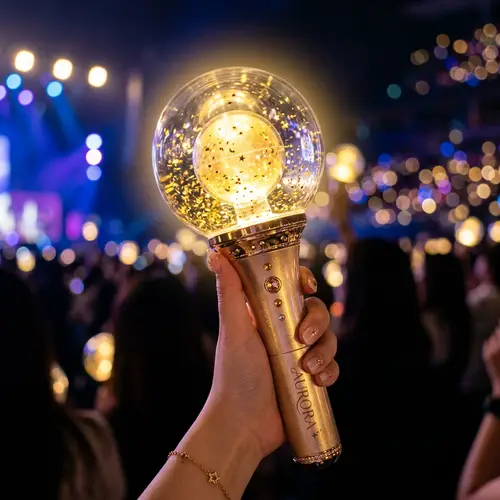 Elegant Kpop Lightstick with Shimmery Gold Handle