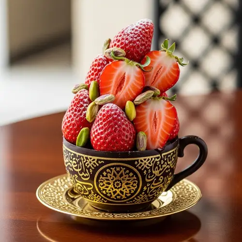 Dubai Chocolate Cup with Strawberries & Pistachios