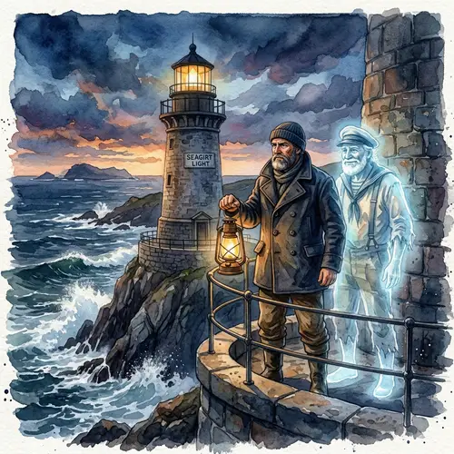 Brave Lighthouse Keeper & Supernatural Companion Art