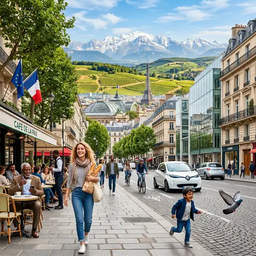Modern France - Cityscape, Cultural Diversity, and Natural Splendor