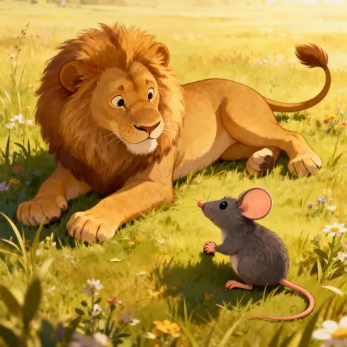 Lion Playing with Mouse - A Fun Encounter
