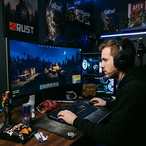 Intense Caucasian Male Gameplay | Rust Survival Experience