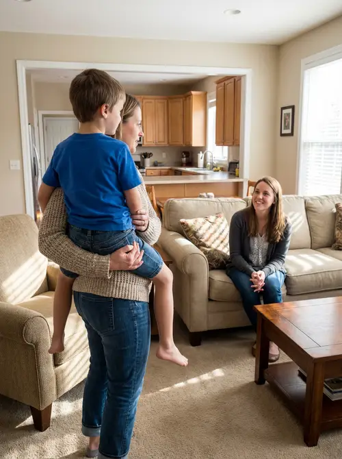 Cherished Moments with Mom in the Living Room