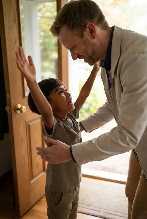 Heartwarming Dad-Son Moment: A Close-Up Capture