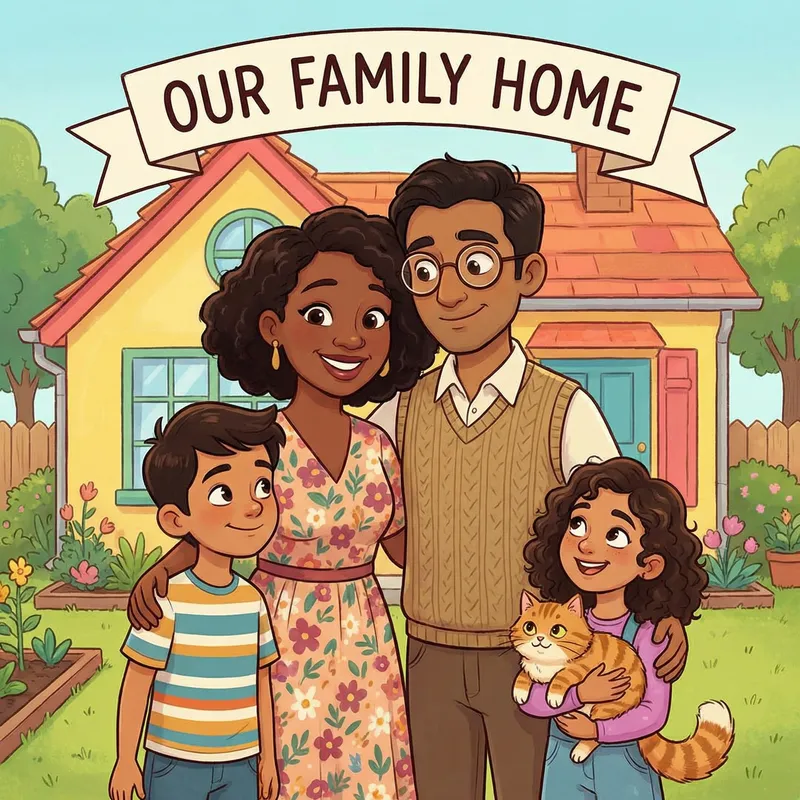 Multicultural Animated Family Cartoon | Loving Portrait