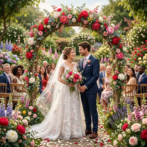 Captivating 3D Render of Romantic Wedding in Blossoming Garden