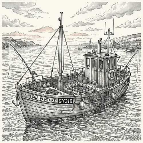 Detailed Fishing Boat Coloring Page