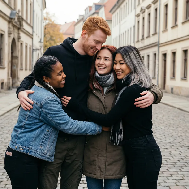 Friend Embracing Young Estonian Boy and Girl Friend Embracing Young Estonian Boy and Girl