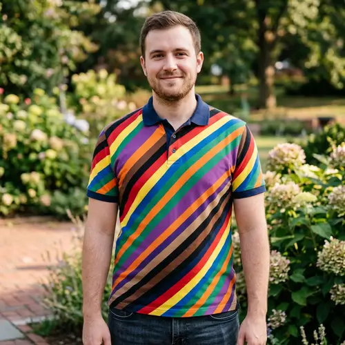 Vibrant Diagonal Striped Polo Shirt