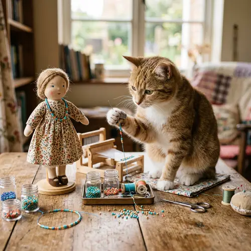 Cute Cat Beading Necklace for Doll