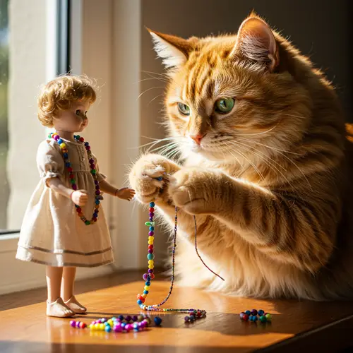 Cute Cat Beading Necklace for Doll