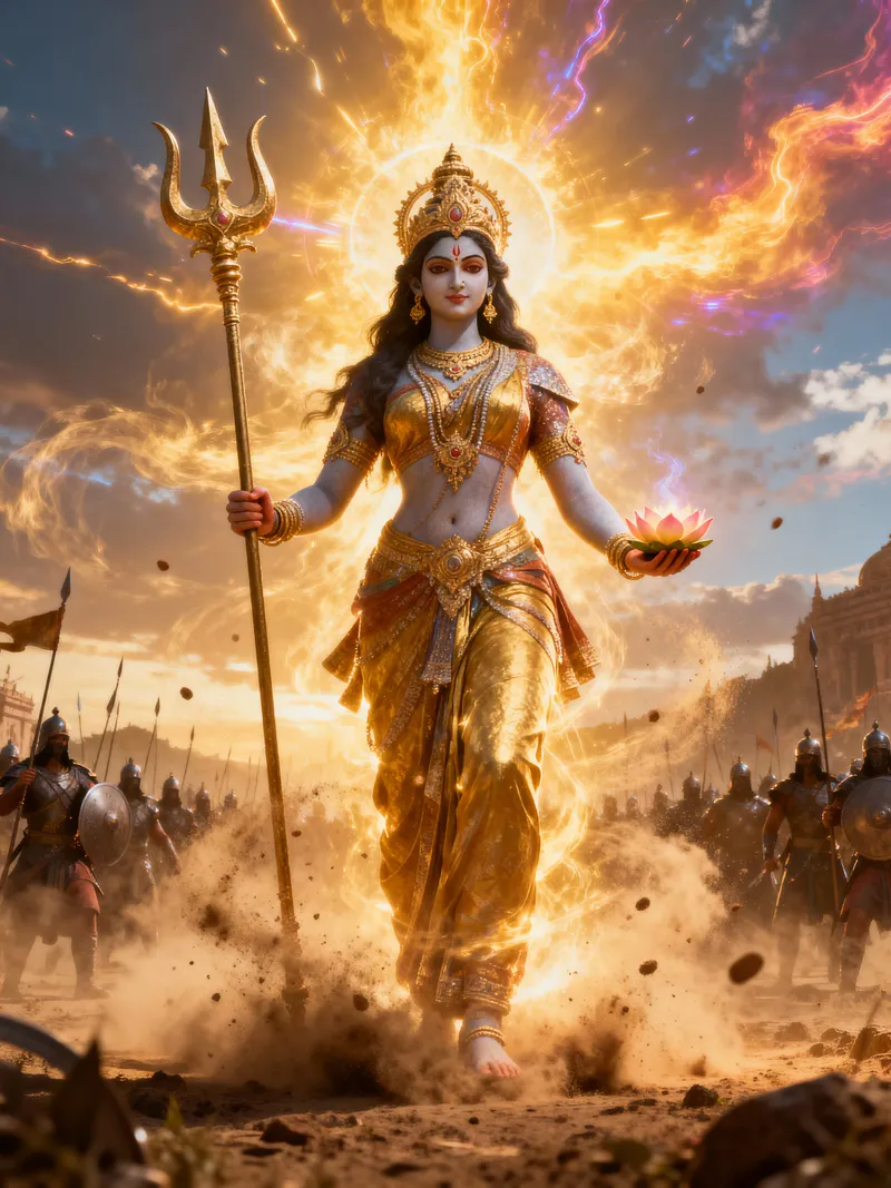 Goddess Mahagauri: Divine Battlefield Art Goddess Mahagauri: Divine Battlefield Art