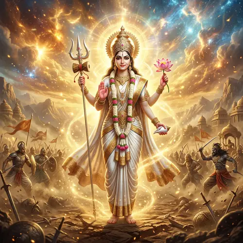 Goddess Mahagauri: Divine Battlefield Art