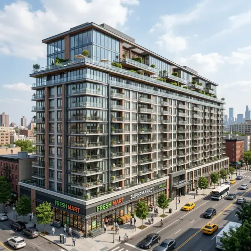 16-Story Building with Supermarket & Triplex