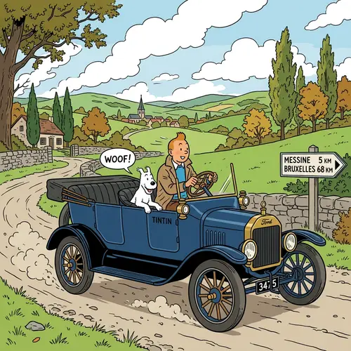 2D Tin Tin in a Car Art