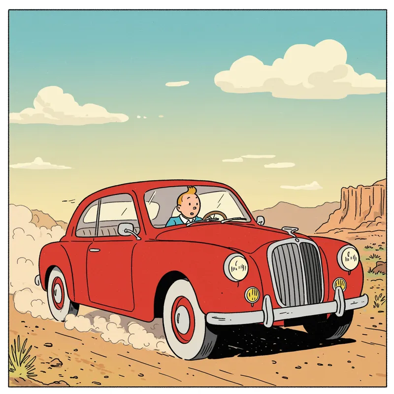 2D Tin Tin in a Car Art