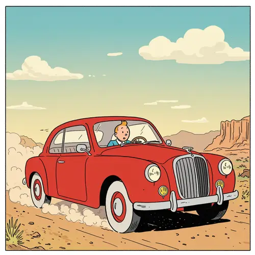 2D Tin Tin in a Car Art