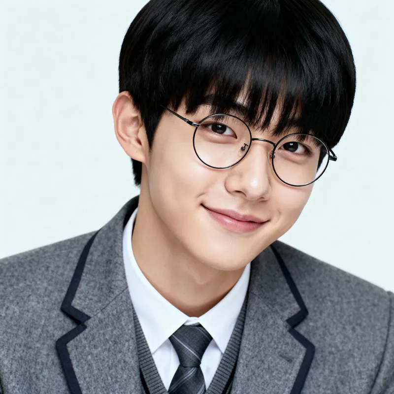 Professional ID Photo of Korean High School Student