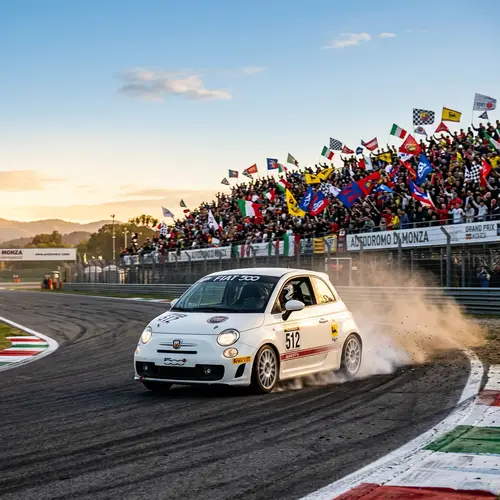 White Fiat 500 Racing on Track | Exciting Car Speed Scene