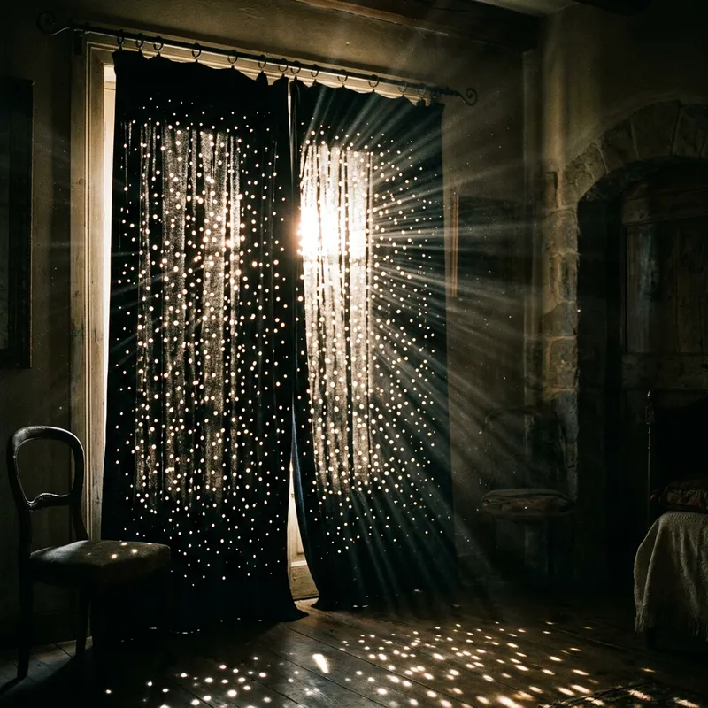 Magical Black Curtain with Light Effects