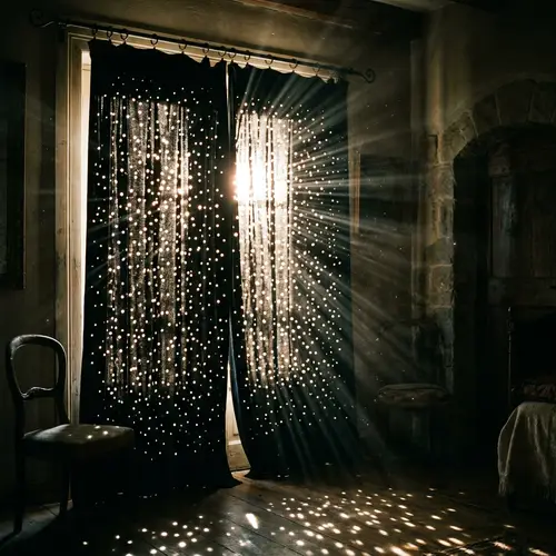 Magical Black Curtain with Light Effects