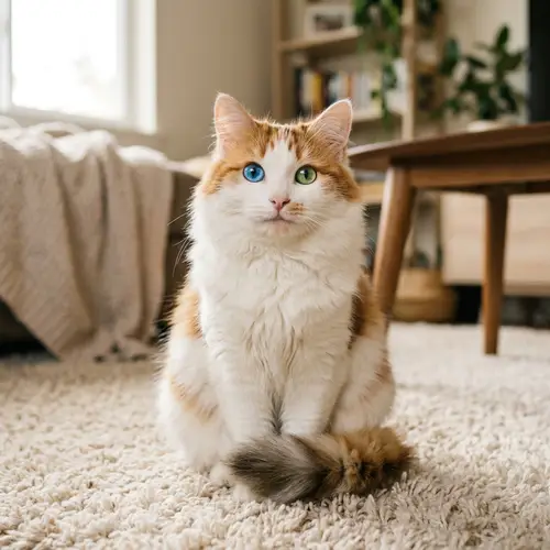Adorable Cat with Unique White and Orange Coat