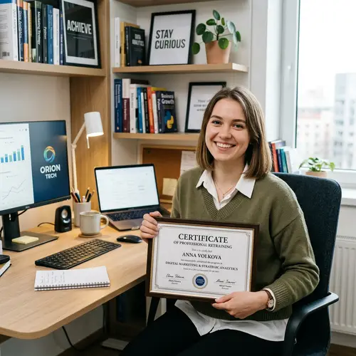 Slavic Woman Holds Professional Retraining Diploma