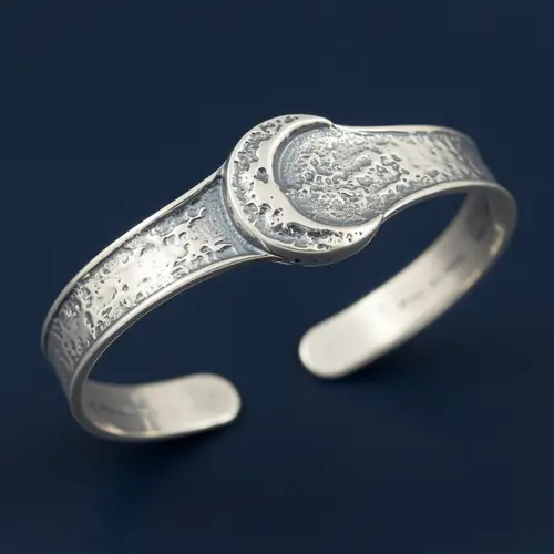 Thick Silver Moon Bracelet for Women